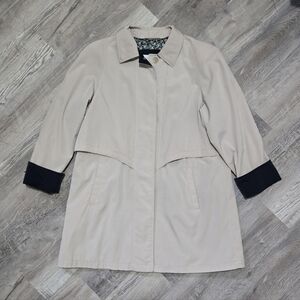 Liz Claiborne Adjustable Trench Coat Women's Size Large Button Retro Vintage